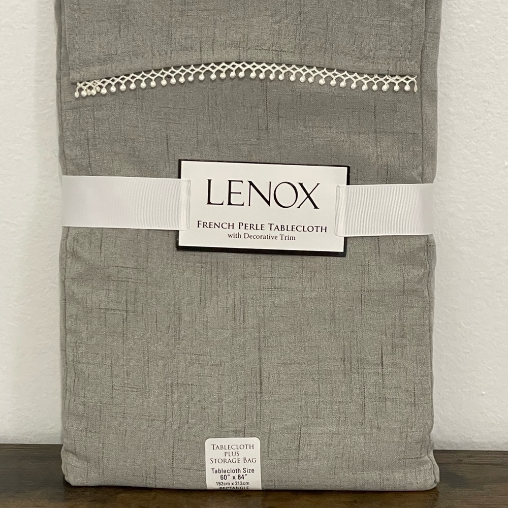 NEW Lenox French Perle Tablecloth with Storage Bag 60"‎ x 84" NEW